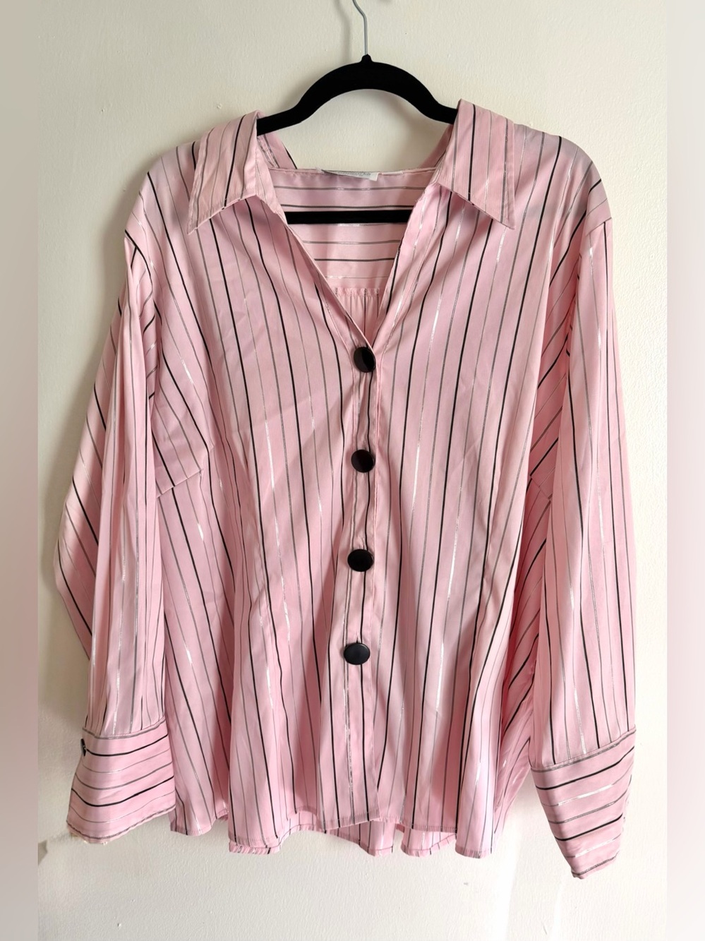 Women's Pink 💗Striped Button-Down Shirt 4X